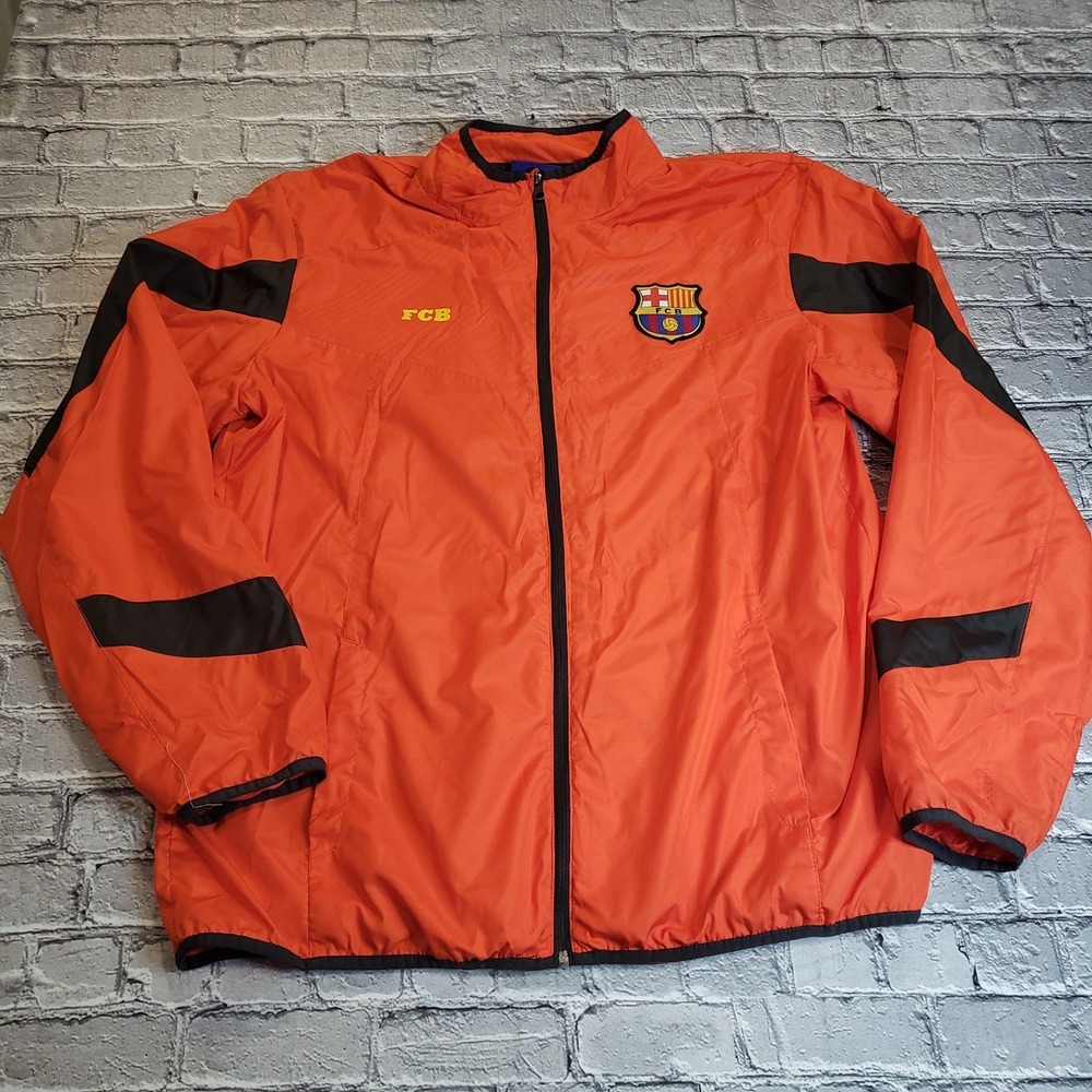FUtbol Club Barcelona FCB Warmup Orange Windbreaker Size XLarge